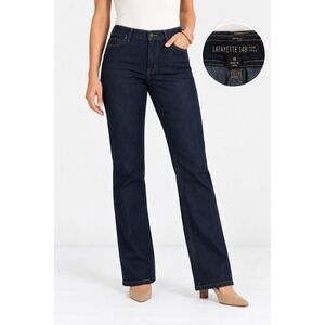 Lafayette 148 New York Dark Indigo Straight Leg Jeans 10 Quiet Luxury Minimalist